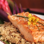 Grilled salmon and rice